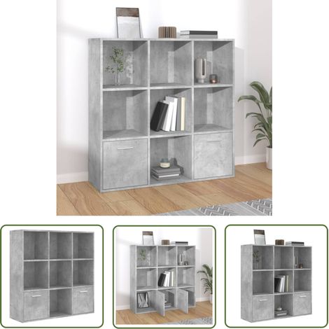The Living Store Bibliothèque Gris béton 98x30x98 cm Bois d’ingénierie - Bibliothèque - Meuble Rangement - Étagère Ouverte - Bibliothèque Moderne - Mobilier Gris (1/5)