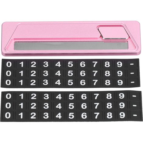 Plaque de stationnement temporaire en alliage d'aluminium avec numéro de téléphone, accessoire auto rose (1/5)