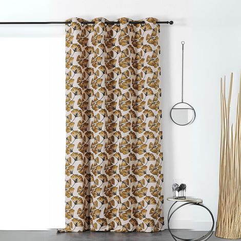 Rideau jacquard Biloba Jaune 140x240 cm