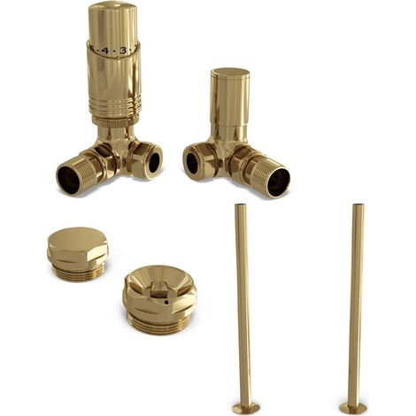 Talus Bold - Thermostatic Radiator Valve & Installation Kit - Antique Brass Corner 15mm (1/4)