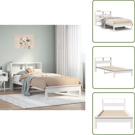 Letto con piedi - vidaXL Letto Libreria senza Materasso Bianco 100x200 cm Legno di Pino - Letto in legno