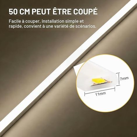 Ruban LED COB 220V, Bandeau LED Cuisine 15W/m, Etanche Lumière Linéaire sans Points, Bande Lumineuse pour Exterieur, Jardin, Corniche, Prise UE (Blanc, 2 m) (1/4)