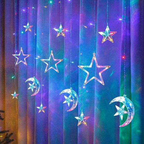 Guirlande lumineuse étoiles et lune, 3 m, USB, 8 couleurs, idéale pour la chambre, le Ramadan et l'Aïd. (1/4)