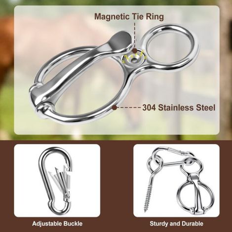 Lot de 2 Anneau d'attache pour cheval, en Acier Inoxydable Anneau de Cravate pour Chevaux pour Accessoires de Cheval de Sécurité (1/5)