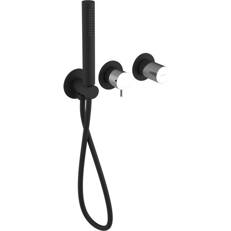 Sapho Ultratap - Mitigeur encastré, installation 3 trous, avec corps d'encastrement, avec accessoires, noir mat/chrome UT045TBC