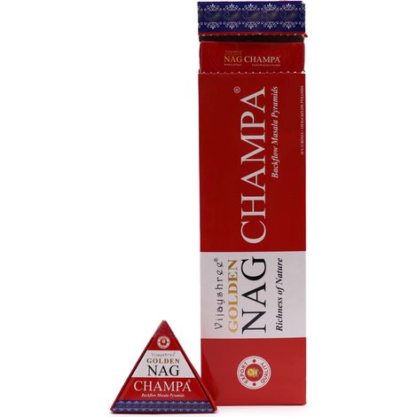 42g Jumbo Golden Nag - Cônes d'encens Champa Back Flow- Vendu par 1 (1/4)