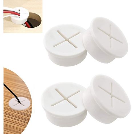 Passacavo flessibile in silicone, bianco, apertura 20 mm, per mobili, scrivanie e tavoli da conferenza. Il design ergonomico migliora l'ambiente di lavoro. (1/5)