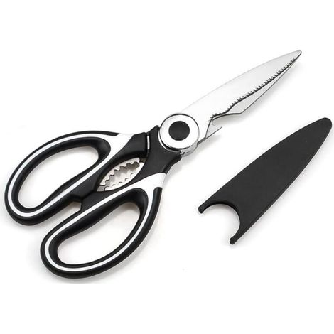 Ciseaux Cuisine, Ciseaux Cuisine Robustes, Professionnel Acier Inoxydable Ciseaux,Multiusage Ciseaux avec Couvercle(Blanc) (1/5)
