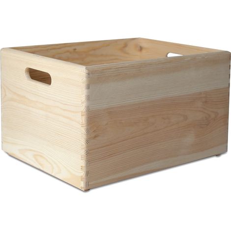 Caisse En Bois - 40 X 30 X 24 Cm - Avec Poignées - Sans Couvercle - Pour Rangement Documents Jouets Outils - 1 Pièce (1/5)