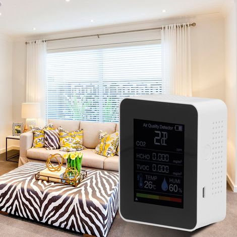 Capteur infrarouge ZN-AZ-2CO3 : détecteur de dioxyde de carbone multifonctionnel 5 en 1 pour la mesure de la qualité de l'air, de la concentration de formaldéhyde, de la température et de l'humidité ( (1/5)