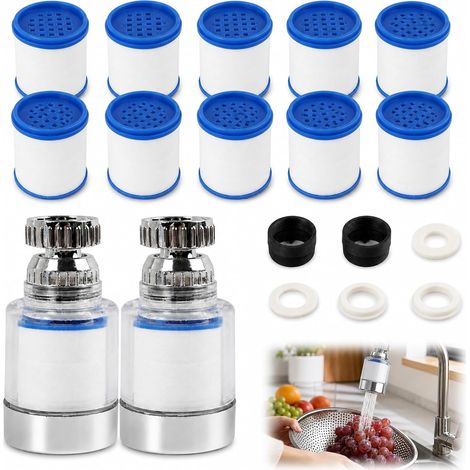 2 Pièces Filtres Montage pour Robinet, ABS Filtre à Eau Rotatif à 360 Degrés, Filtre à Eau Pour Robinet de Filtration d’Eau Au Carbone, Filtre à Eau pour Éliminer Les Métaux Lourds et L’Eau Dure (1/5)
