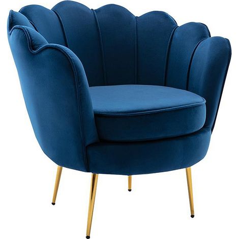 Fauteuil coquillage en velours bleu nuit DANDELION de Pascal Morabito