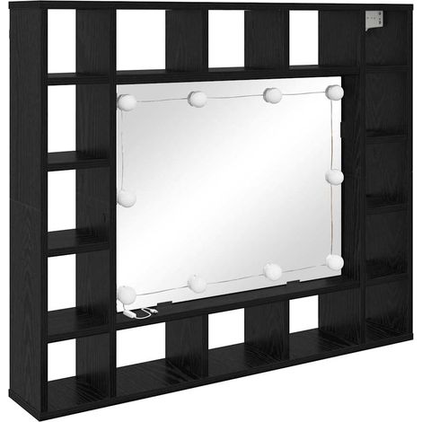 Maison Exclusive - Spiegelschrank mit Regal Schwarz Eichen-Optik