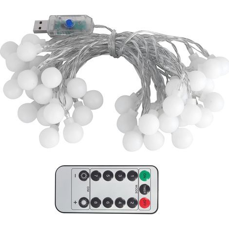 40 LED-Kugellichterketten, 6 m lange, dekorative Hängelichterkette mit USB-Anschluss und 8 Modi für den Innen- und Außenbereich, warmes Licht (1/5)
