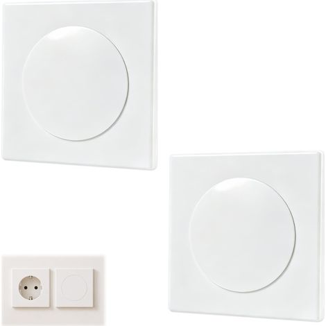2 Pièces Caches de Prise Murale Autocollants 86x86mm, Plaque de Couverture en Plastique Blanc pour Interrupteur, Cache pour Prise ou Trou Murale Non Utilisés (1/5)