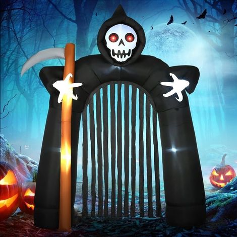 Arche Halloween du Faucheur 2,85 m - Gonflage Automatique avec Éclairage LED - Décoration Effrayante pour Jardin et Extérieur (1/5)