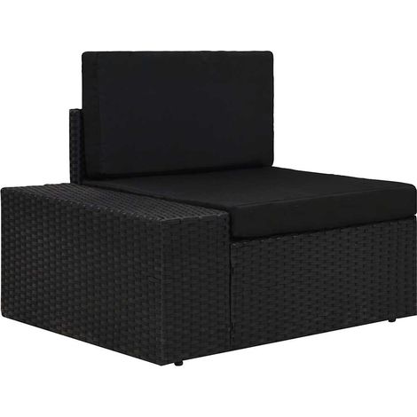 vidaXL Sofá seccional esquina reposabrazos derecho ratán PE negro (1/5)