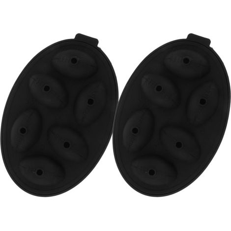 à Glaçons Rugby en Silicone Noir 2 Pièces, Bac Fait Maison, (1/5)