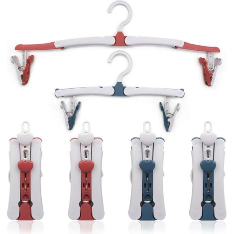 CSPARKV 6 Pieces Foldable Hangers, Travel Foldable Hangers with Clip, Portable Foldable Travel Hangers, Plastic Folding Hanger, 360 Degree Rotatable, Suitable for Family Travel, Camping
