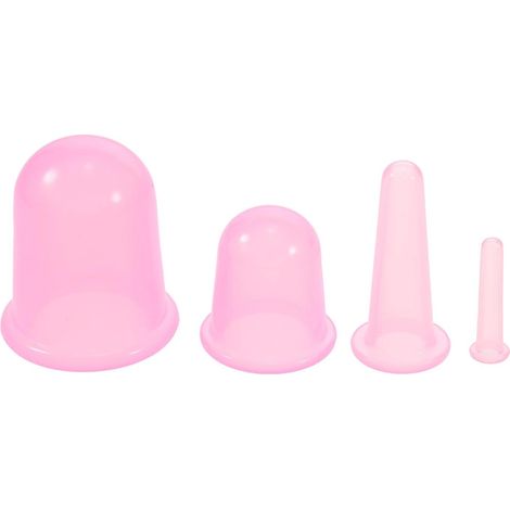 Set mit 4 Silikon-Massagebechern in verschiedenen Größen mit Saugnäpfen für die Gesichts- und Augenpflege (1/5)