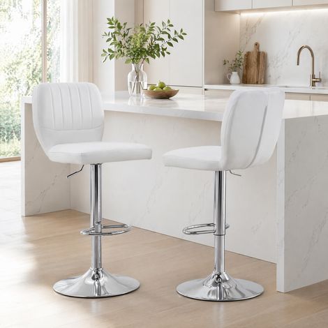 Tabouret de bar réglable 62-83 cm pivotant blanc OKMYHOME (1/5)