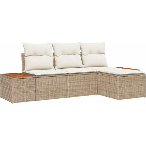Garden Sofa Set with Cushion 4 pcs Beige Poly Rattan vidaXL (1/5)
