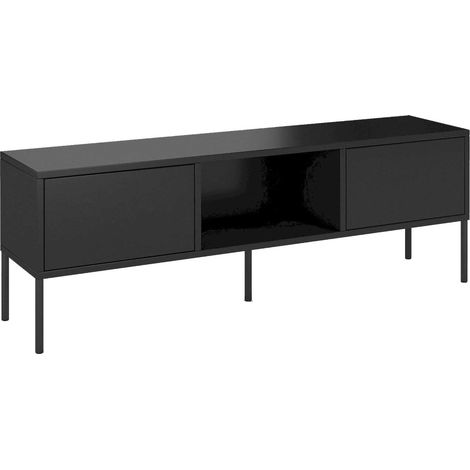Commode Mirka 130 x 35 x 45 cm Bois - Noir (1/5)