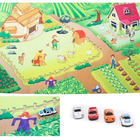 Alfombrilla Sun Baby Ranch con diseño de coches, 120x80 cm. (1/4)