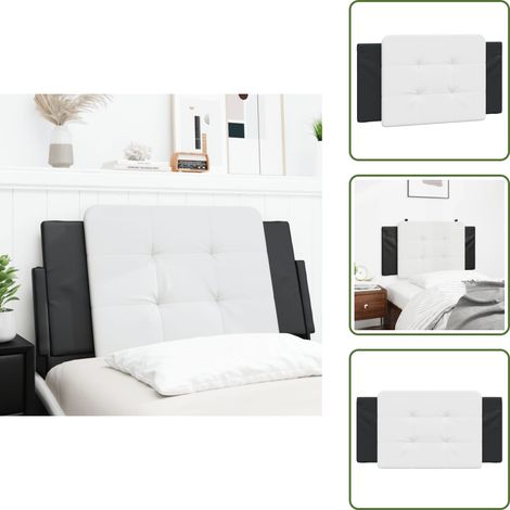 vidaXL Cabecero de cama acolchado Zadar cuero sintético blanco negro 100 cm (1/5)