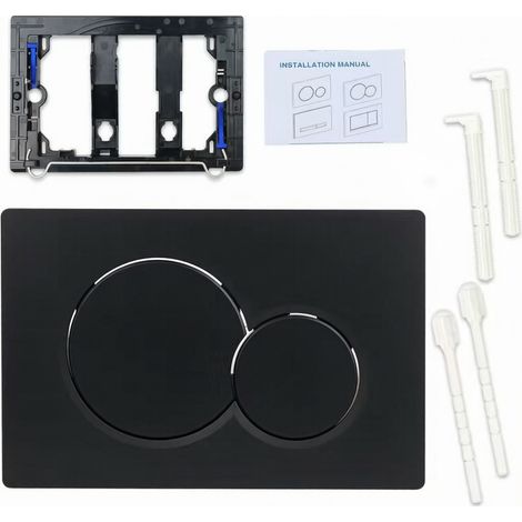 Plaque de commande double bouton noire compatible Geberit Sigma01 UP300.115.770 pour toilette suspendue (1/2)