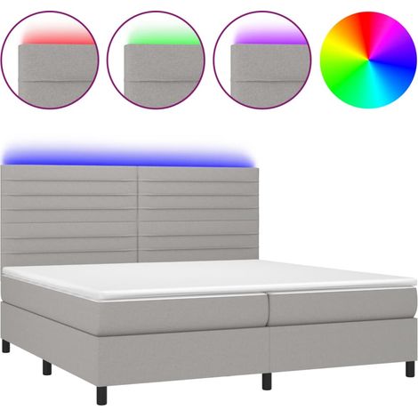 Maison Exclusive - Cama box spring con colchón tela y LED gris cl