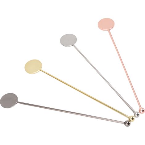 Lot de 4 bâtonnets mélangeurs en acier inoxydable pour cocktails, cafés et autres boissons, idéaux pour les restaurants et les salons de thé. (1/5)