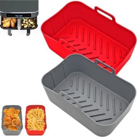 Zubehör für Heißluftfritteusen, 2er-Pack Heißluftfritteusenform für Ninja Foodi AF300EU Dual-Zone-Heißluftfritteuse 7,6 l – BPA-frei und spülmaschinenfest – sh (1/4)