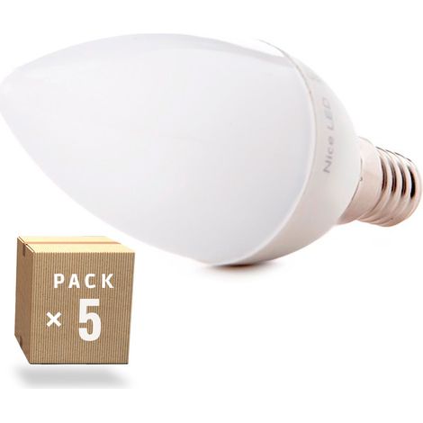 Confezione da 5 lampadine LED E14 5W 500Lm 6000ºK 40.000H [HO-C37-E14-5W-RC-CW-PK5-AP]