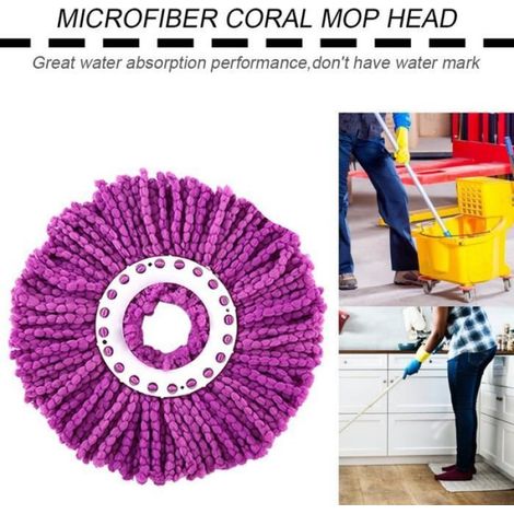 2 tête de balais vadrouille corail en microfibre 160MM à 360 degrés Remplacement pour vadrouille à poussière (1/4)