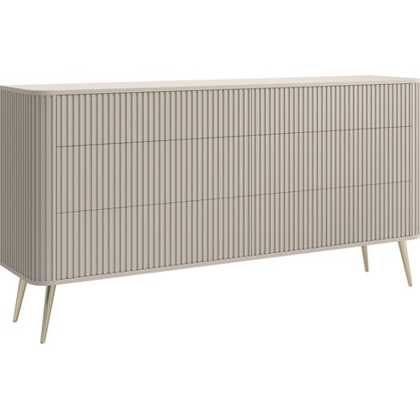 Selsey Ovarlo - Kommode mit 6 Schubladen, Greige mit Metallbeinen, 168 cm (1/5)