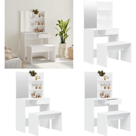 Ensemble de coiffeuse Blanc 74,5x40x141 cm - Table De Maquillage - Meuble De Salle De Bain - Coiffeuse Blanche - Vanity Set - Dressing Table - Home & Living