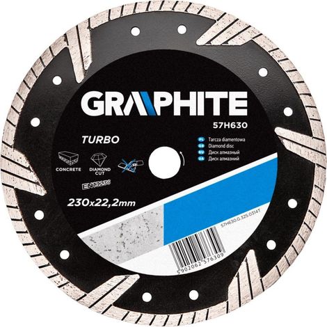 Disco diamante graphite 57h630 turbo 230 mm corte húmedo seco