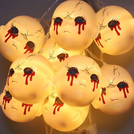 Geister-LED-Lichterkette, 3 m lang, 20 warmweiße LEDs, für eine festliche und gruselige Atmosphäre