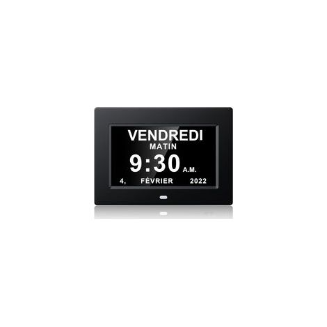 Treetalk – Horloge numérique 7 pouces – Affichage clair date et heure – Conçue pour Alzheimer – Plastique noir – Installation facile - dicaments-noir-20414324mm (1/4)
