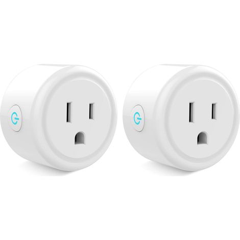 Prise intelligente compatible avec commande vocale, mini prise WiFi intelligente avec fonction minuterie, télécommande, aucun concentrateur requis, blanc (lot de 2) (1/5)