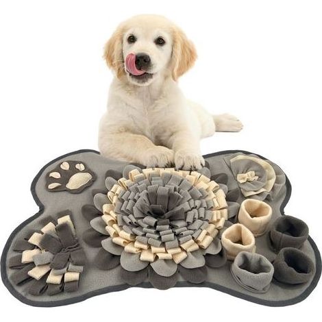 Tapis de fouille Chien, Tapis d'alimentation Lente et de Lutte Contre Le Stress, pour Petits et Grands Chiens Gris (1/5)