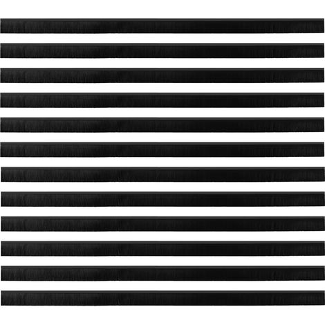 Brosses de porte adhésives 12 pcs Noir 100 cm