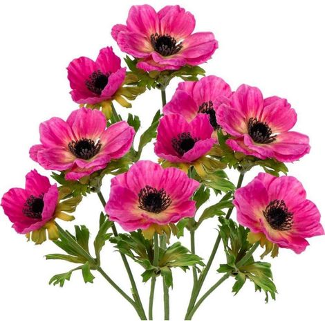 Kunstblumen Anemonen 3er Set Kunstzweige 55cm Dekoblumen Rosa 53 CM (1/5)
