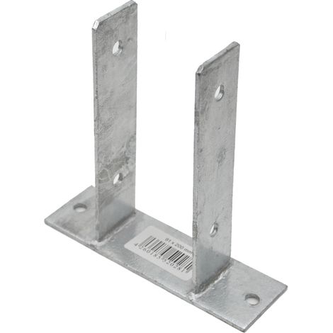 Pfostenträger U-Form zum aufschrauben mit Platte verzinkt 115x200 mm mit Schrauben