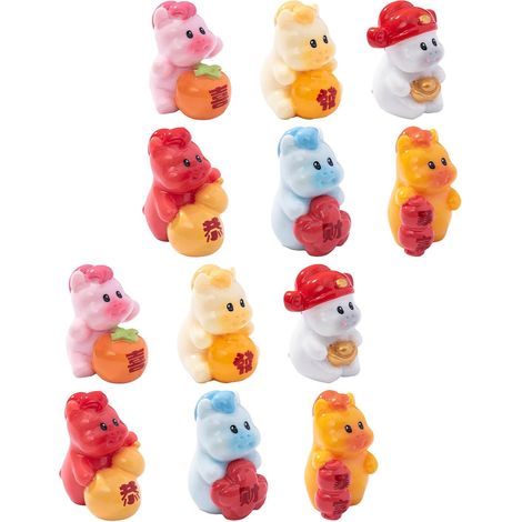 12 Smaller Neujahrsfiguren Pferdemodelle aus Kunstharz für