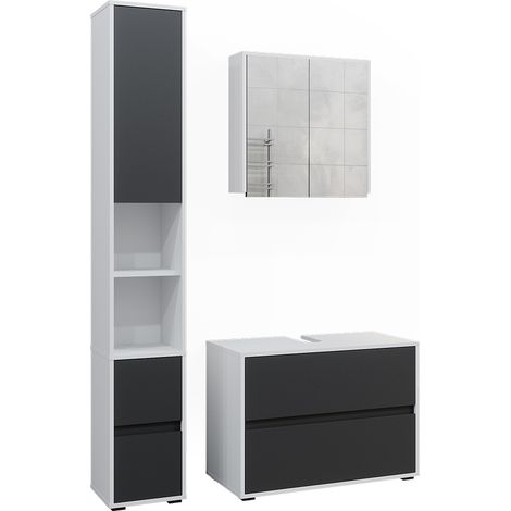 Badmöbel-Set Maltin, Weiß/Anthrazit, 3 Teile, mit Hochschrank, Vicco (1/5)