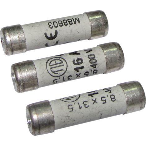 Lot de 3 fusibles céramique à voyant, 8.5x31.5mm, 16A, 400V - Tibelec (1/2)