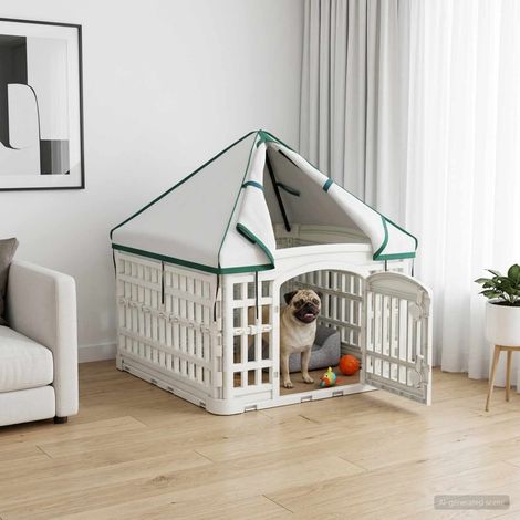 vidaXL Pannello per cani a 4 sezioni con tetto 60 x 60 x 82 cm Bianco (1/5)