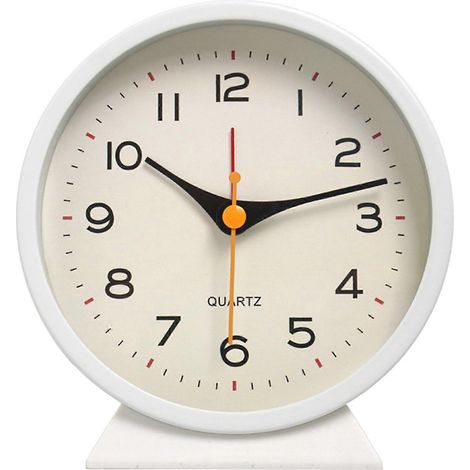Horloge de bureau minimaliste, mouvement léger et silencieux, avec fonction snooze, affichage précis de l'heure, convient aux chambres et aux bureaux, blanche. (1/5)